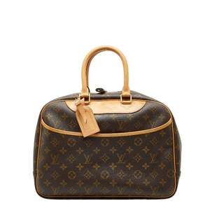 LOUIS VUITTON Authentic Brown Monogram Leather Deauville Bag